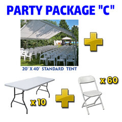 20x40 Tent + 10 Tables + 60 Chairs
